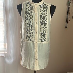 Forever 21 Sleeveless Blouse with Mandarin Collar